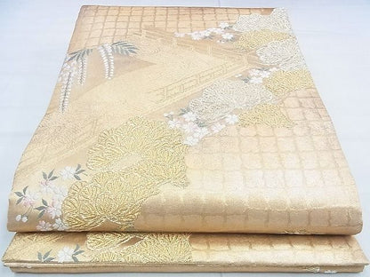 平和屋着物◎佐賀錦 六通柄袋帯 唐織 御所松紋 金糸 引箔 逸品 BAAG5164ns