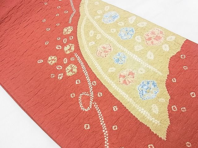 平和屋着物◎太鼓柄袋帯 絞り 花流し 銀通し地 逸品 BAAG5192ns