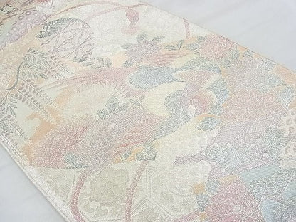 平和屋着物◎佐賀錦 六通柄袋帯 花鳥絵巻 900織 金糸 逸品 BAAG5195ns