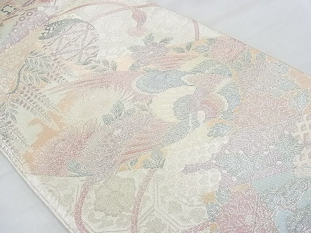 平和屋着物◎佐賀錦 六通柄袋帯 花鳥絵巻 900織 金糸 逸品 BAAG5195ns
