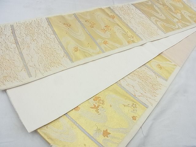平和屋着物◎六通柄袋帯 流水吹き寄せ文 金銀糸 逸品 BAAH1013ns