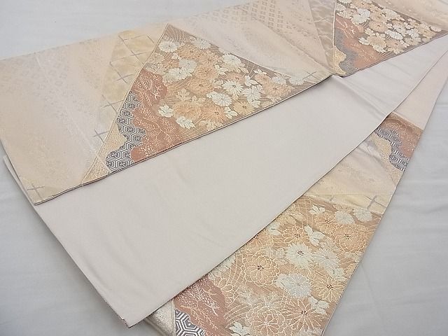 平和屋着物◎六通柄袋帯 唐織 色紙秋草文 金糸 逸品 BAAG7306ph