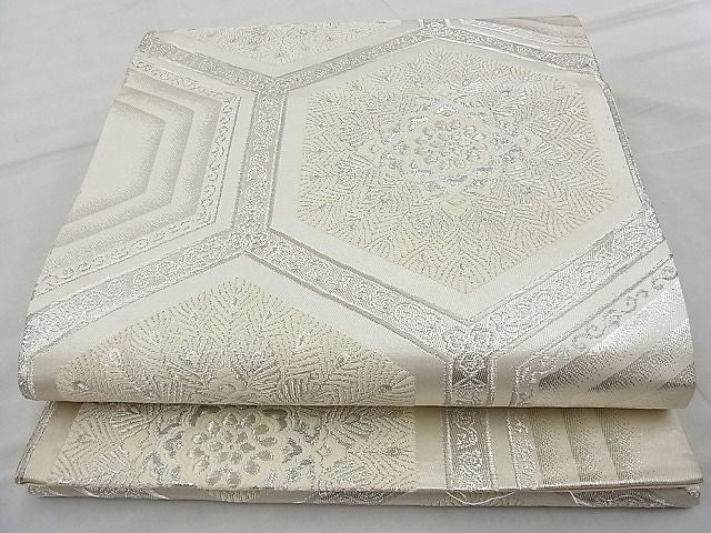 平和屋着物◎六通柄袋帯 唐織 亀甲花文 オロール箔 逸品 BAAG7316ph