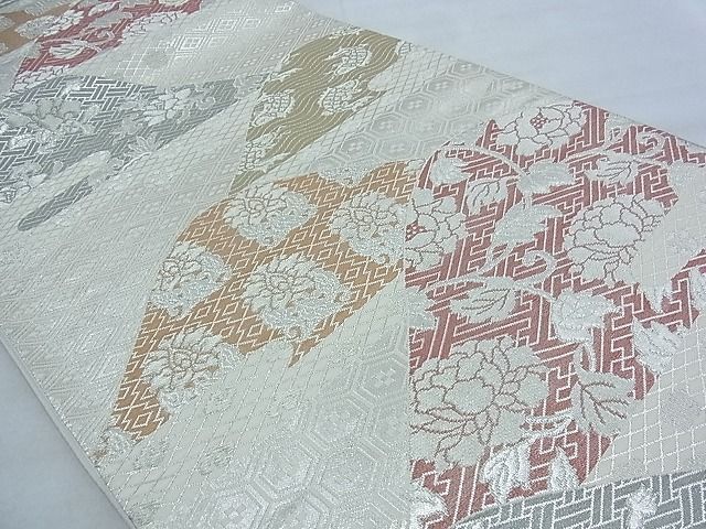 平和屋着物◎六通柄袋帯 有職名物裂 銀糸 逸品 BAAG7338ph