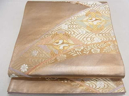 平和屋着物◎六通柄袋帯 双鶴花文 金銀糸 逸品 DAAF5333ma