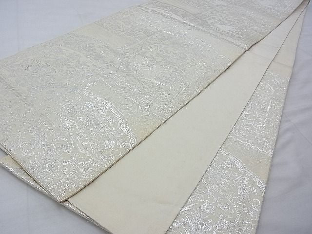 平和屋着物◎六通柄袋帯 鳳凰花唐草文 銀糸 逸品 BAAG9702if