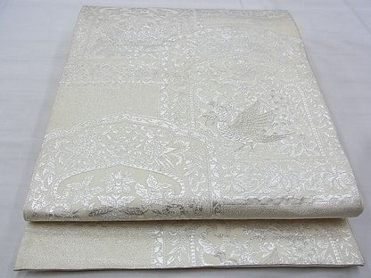 平和屋着物◎六通柄袋帯 鳳凰花唐草文 銀糸 逸品 BAAG9702if
