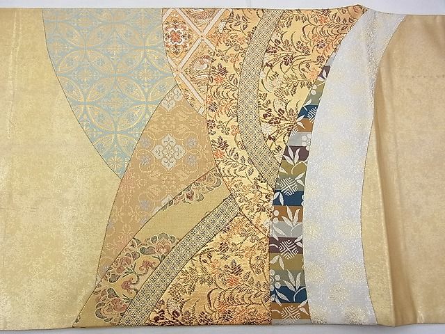 平和屋着物◎太鼓柄袋帯 切嵌 名物裂 金銀糸 逸品 BAAG9710if