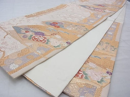 平和屋着物◎六通柄袋帯 唐織 地紙吉祥花文 金糸 逸品 BAAG9715if