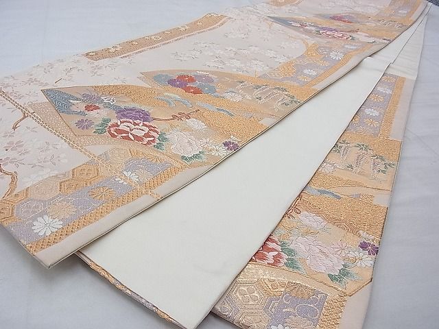 平和屋着物◎六通柄袋帯 唐織 地紙吉祥花文 金糸 逸品 BAAG9715if