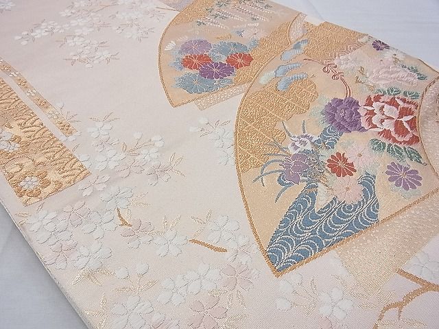 平和屋着物◎六通柄袋帯 唐織 地紙吉祥花文 金糸 逸品 BAAG9715if