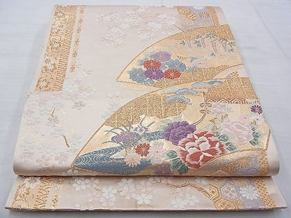 平和屋着物◎六通柄袋帯 唐織 地紙吉祥花文 金糸 逸品 BAAG9715if