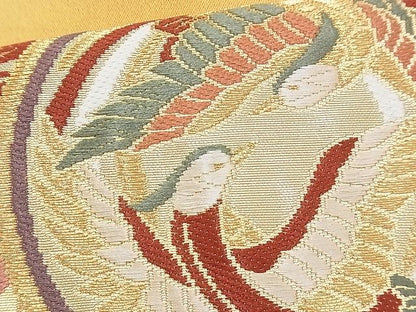 平和屋着物◎六通柄袋帯 唐織 鳳凰花丸文 金糸 逸品 BAAG9711if