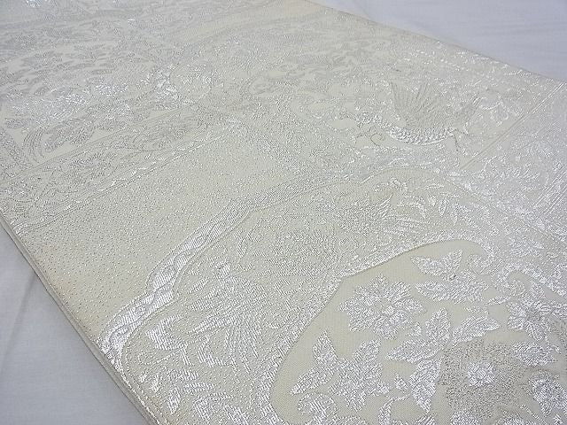 平和屋着物◎六通柄袋帯 鳳凰花唐草文 銀糸 逸品 BAAG9702if