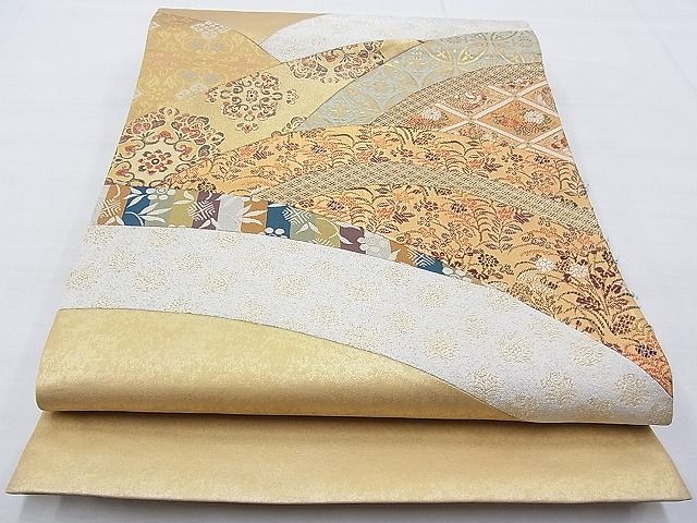 平和屋着物◎太鼓柄袋帯 切嵌 名物裂 金銀糸 逸品 BAAG9710if