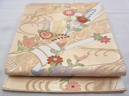 平和屋着物◎六通柄袋帯 唐織 大和路 金糸 逸品 BAAG9742if