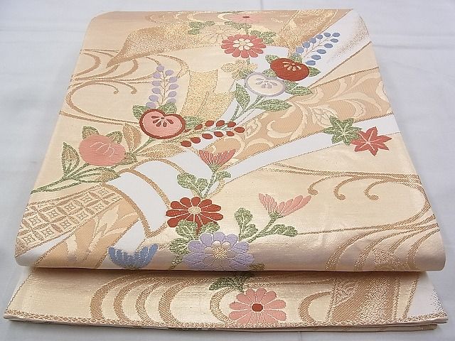 平和屋着物◎六通柄袋帯 唐織 大和路 金糸 逸品 BAAG9742if