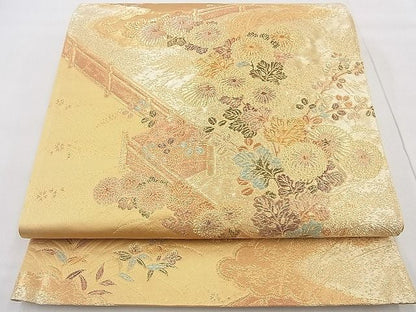 平和屋着物◎六通柄袋帯 唐織 秋草文 金糸 逸品 BAAF7587wk