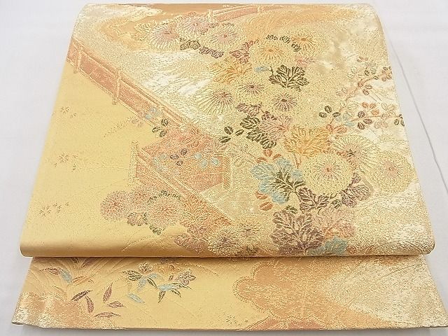 平和屋着物◎六通柄袋帯 唐織 秋草文 金糸 逸品 BAAF7587wk