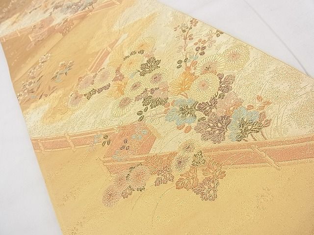 平和屋着物◎六通柄袋帯 唐織 秋草文 金糸 逸品 BAAF7587wk