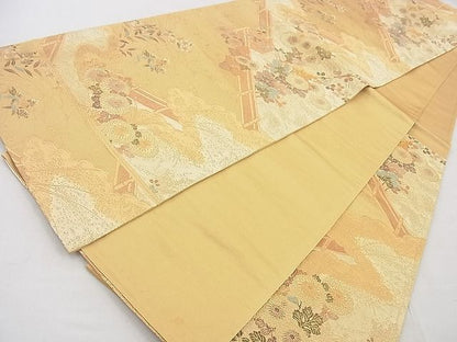 平和屋着物◎六通柄袋帯 唐織 秋草文 金糸 逸品 BAAF7587wk