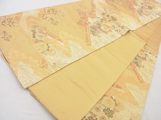 平和屋着物◎六通柄袋帯 唐織 秋草文 金糸 逸品 BAAF7587wk