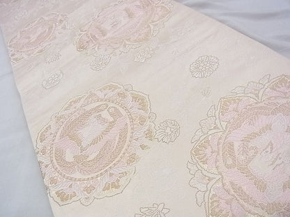 平和屋着物◎六通柄袋帯 唐織 向い鳥花唐草文 金糸 逸品 BAAH1218wk