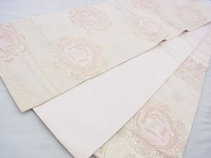 平和屋着物◎六通柄袋帯 唐織 向い鳥花唐草文 金糸 逸品 BAAH1218wk
