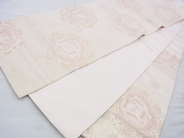 平和屋着物◎六通柄袋帯 唐織 向い鳥花唐草文 金糸 逸品 BAAH1218wk