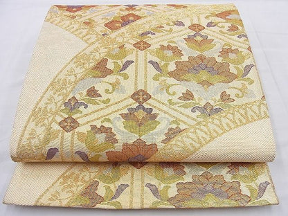 平和屋着物◎佐賀錦 六通柄袋帯 有職花青海波 金糸 逸品 BAAH1310wk