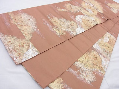 平和屋着物◎六通柄袋帯 唐織 青松 金銀糸 逸品 BAAH1354wk