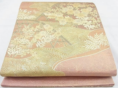 平和屋着物◎太鼓柄袋帯 流水籬秋草文 金彩 逸品 BAAH1016ns