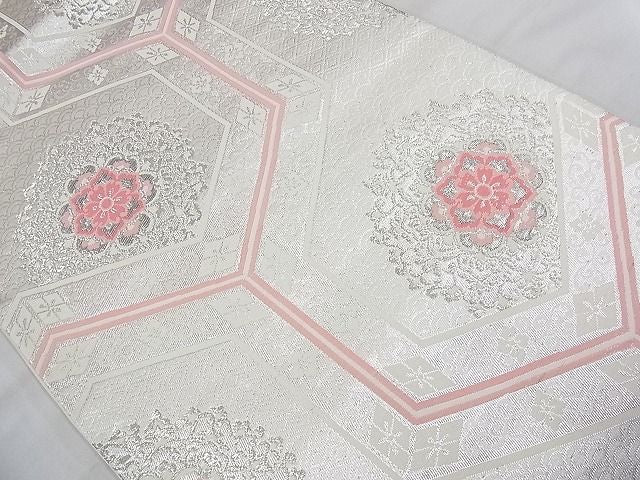 平和屋着物◎六通柄袋帯 唐織 Roman プラチナ二重箔 逸品 BAAH1027ns