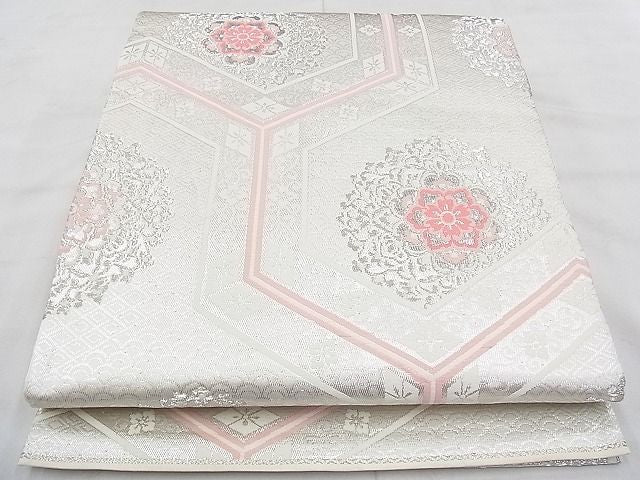 平和屋着物◎六通柄袋帯 唐織 Roman プラチナ二重箔 逸品 BAAH1027ns