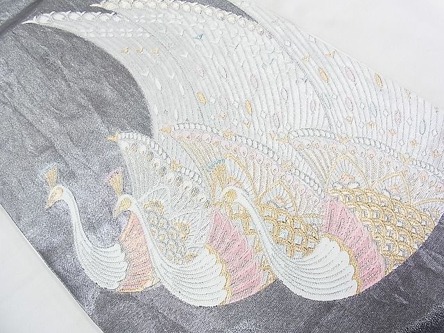平和屋着物◎六通柄袋帯 唐織 孔雀 金銀糸 逸品 BAAH1037ns