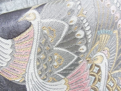平和屋着物◎六通柄袋帯 唐織 孔雀 金銀糸 逸品 BAAH1037ns
