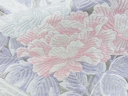 平和屋着物◎六通柄袋帯 唐織 松皮菱吉祥花文 九百錦 プラチナ箔 銀糸 逸品 BAAG6501xa