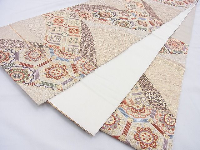 平和屋着物◎六通柄袋帯 唐織 有職青海波 金糸 逸品 BAAG6521xa