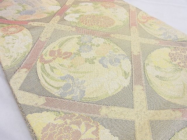 平和屋着物◎七彩佐賀錦 六通柄袋帯 菱天井花丸文 金糸 逸品 BAAG6564xa