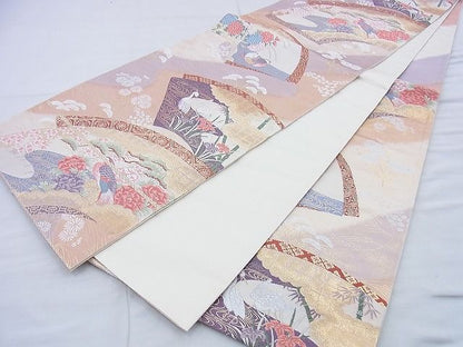 平和屋着物◎六通柄袋帯 唐織 地紙花鳥文 金糸 逸品 BAAG5842jm