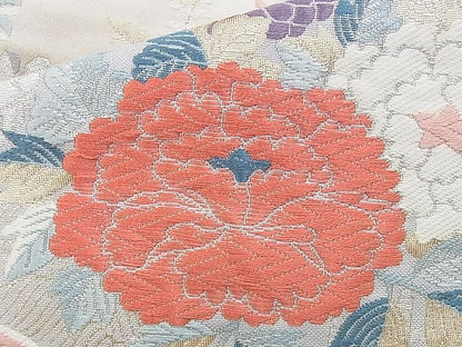 平和屋着物◎六通柄袋帯 唐織 雪輪青海波花文 九百錦 金銀糸 逸品 BAAG6574xa
