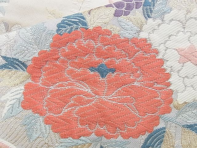 平和屋着物◎六通柄袋帯 唐織 雪輪青海波花文 九百錦 金銀糸 逸品 BAAG6574xa