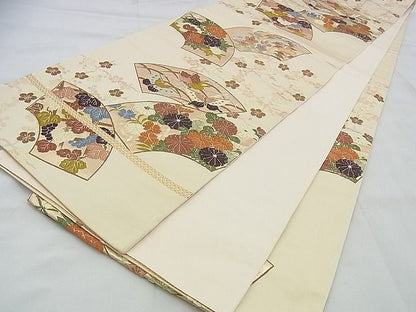 平和屋着物◎六通柄袋帯 唐織 地紙花蝶文 金糸 逸品 BAAG6578xa