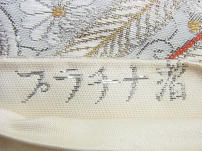 平和屋着物◎六通柄袋帯 唐織 蒔絵瑞鳥文 プラチナ箔 逸品 BAAG6570xa