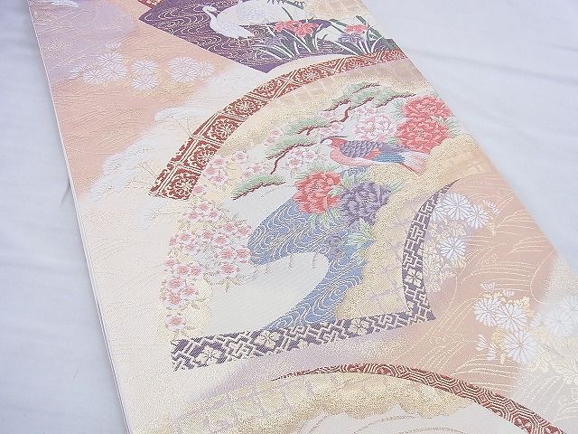 平和屋着物◎六通柄袋帯 唐織 地紙花鳥文 金糸 逸品 BAAG5842jm