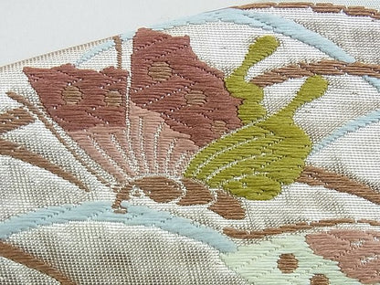 平和屋着物◎六通柄袋帯 唐織 地紙花蝶文 金糸 逸品 BAAG6578xa