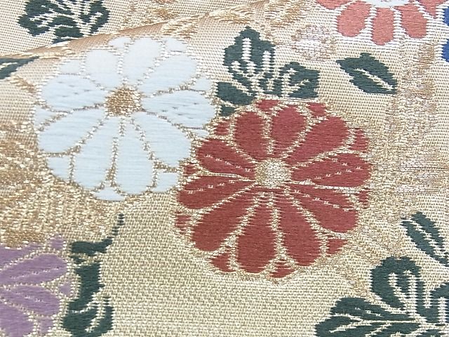 平和屋着物◎六通柄袋帯 唐織 舞蝶秋草文 金糸 逸品 BAAG6575xa