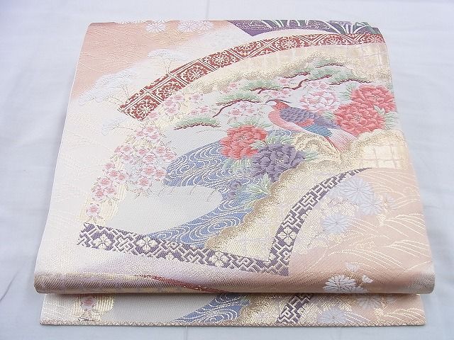 平和屋着物◎六通柄袋帯 唐織 地紙花鳥文 金糸 逸品 BAAG5842jm