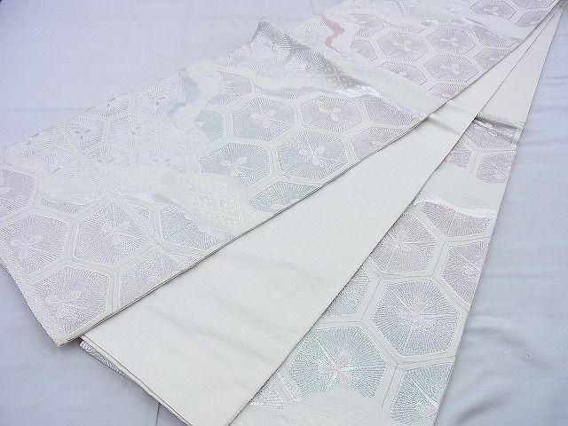 平和屋着物◎六通柄袋帯 唐織 道長亀甲文様 銀糸 逸品 BAAG5864jm