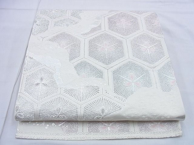 平和屋着物◎六通柄袋帯 唐織 道長亀甲文様 銀糸 逸品 BAAG5864jm
